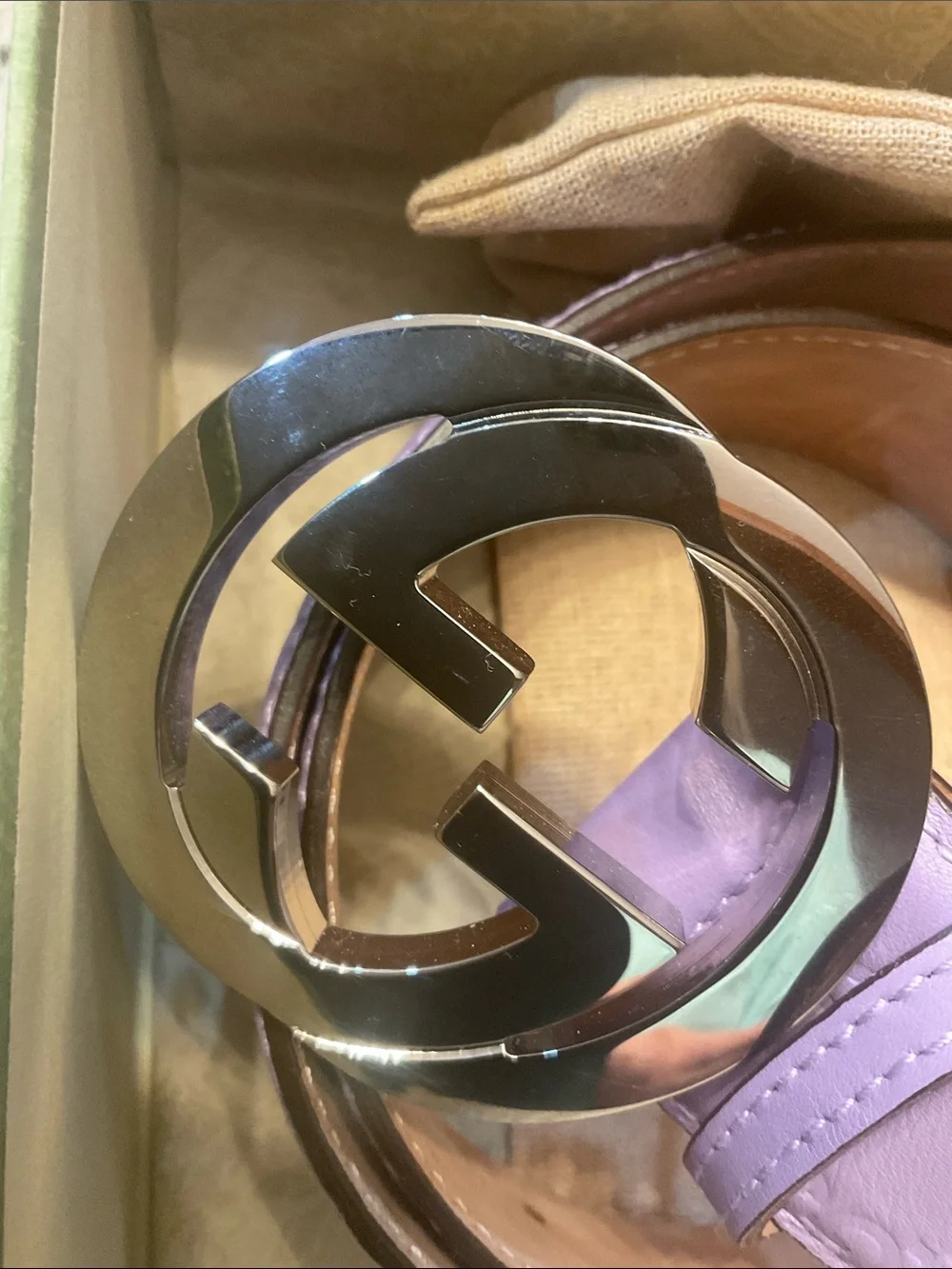 Gucci Lavender Belt with Silver Buckle